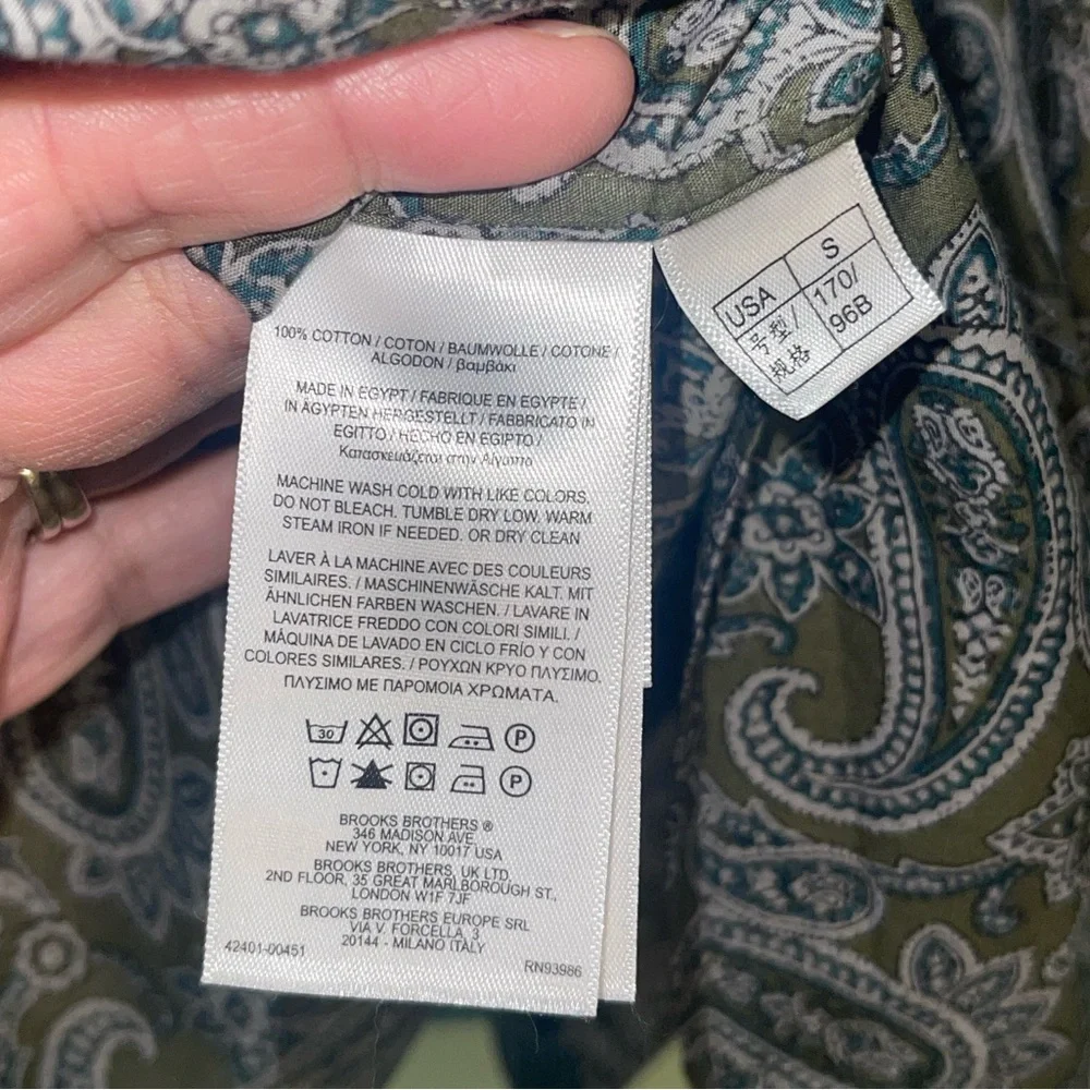 Brooks Brother Red Fleece Cotton, paisley print dress shirt. Size small. GUC - Picture 7 of 7